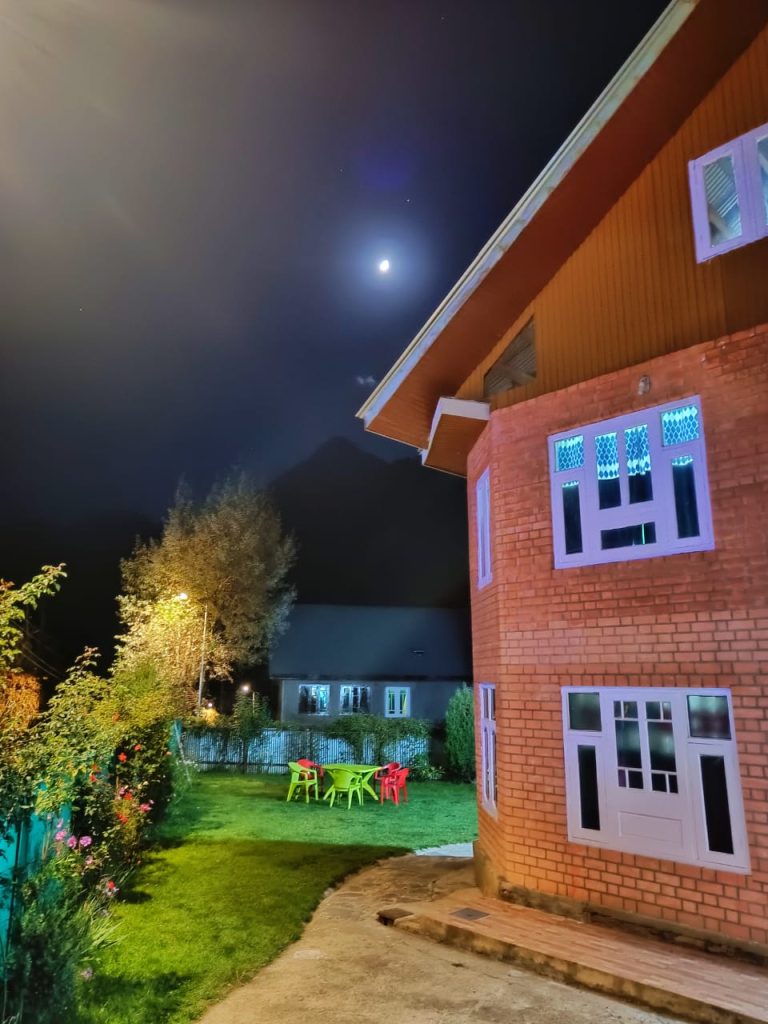 Image of the stay at the Aru Valley in Kashmir at night.